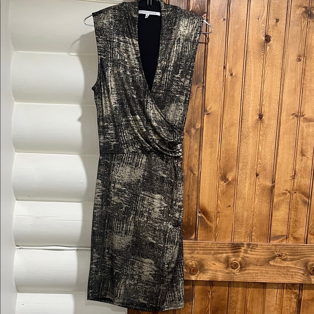 Collective Concepts Black and Gray Midi Dress